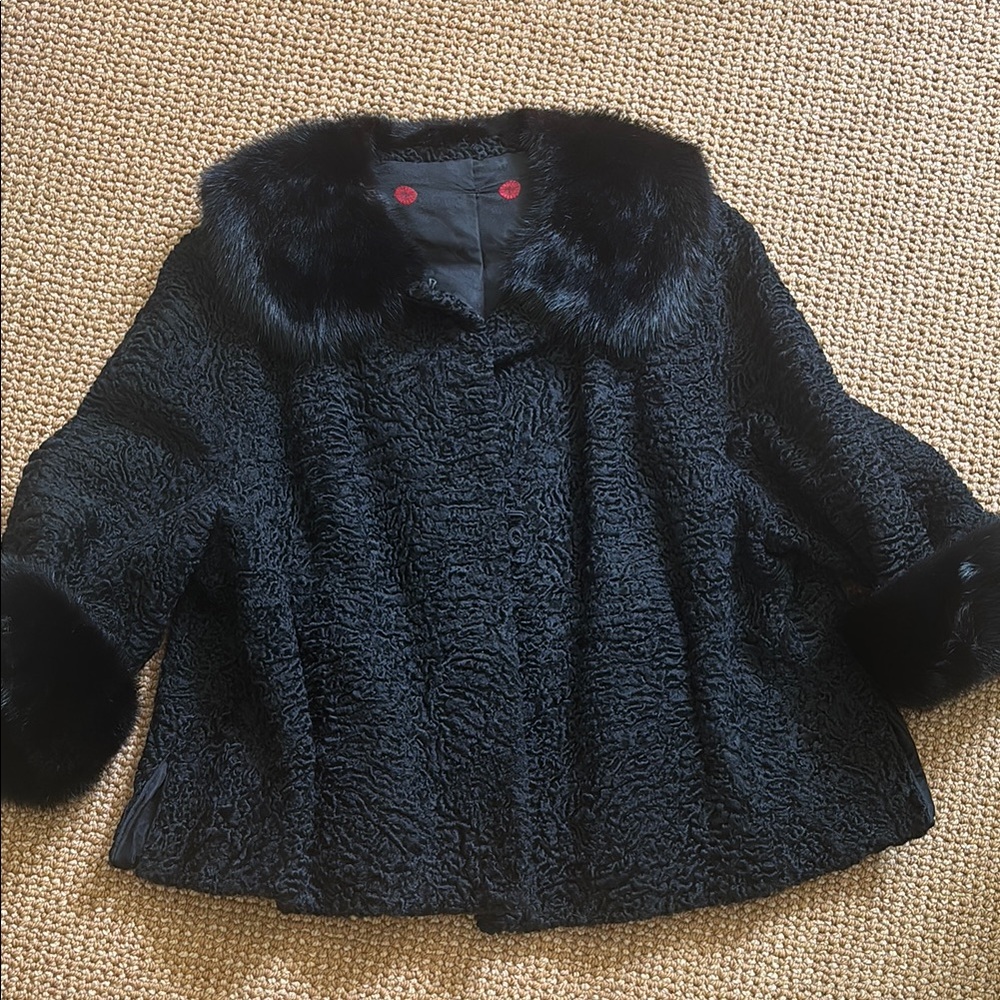 Vintage Mink Sheep Fur Cropped Jacket - Picture 2 of 10